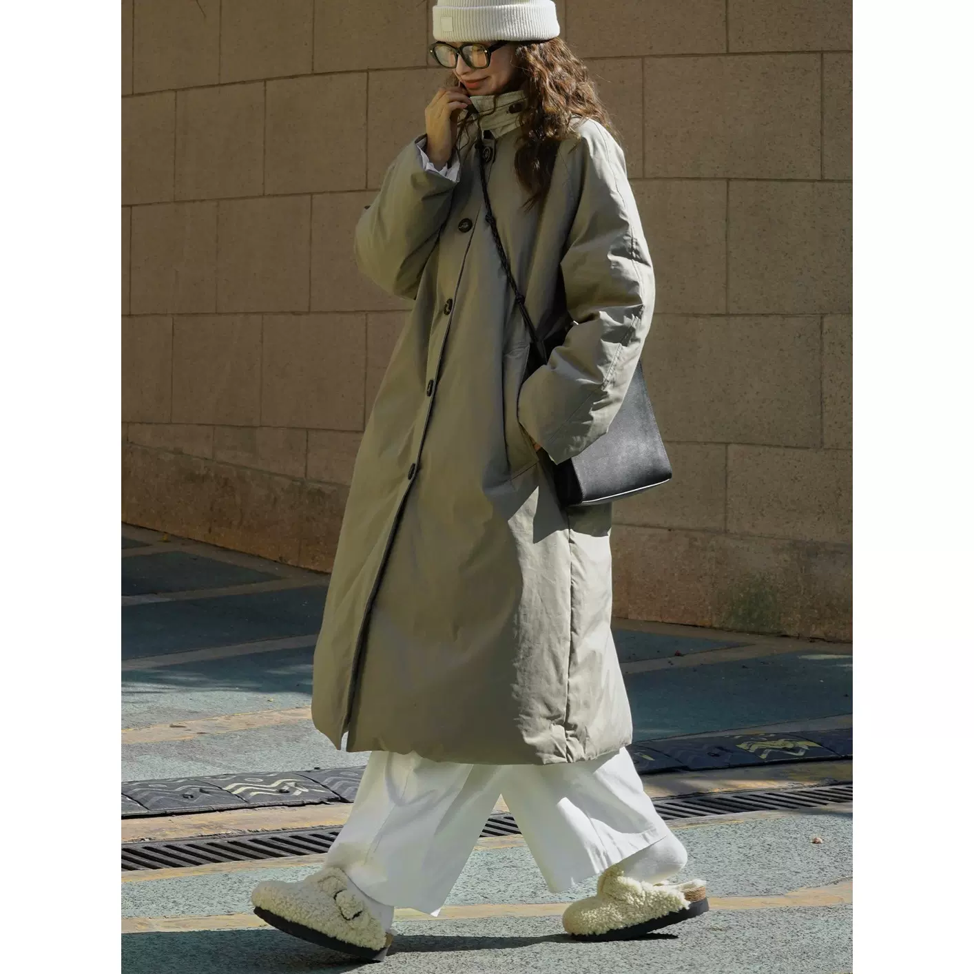 卢浮冬季新款日系时髦立领廓形长款羽绒服宽松蓬松防寒保暖外套女