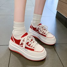 【优诗莱】原宿小众帆布鞋女2023春季新款网红厚底休闲百搭松糕鞋