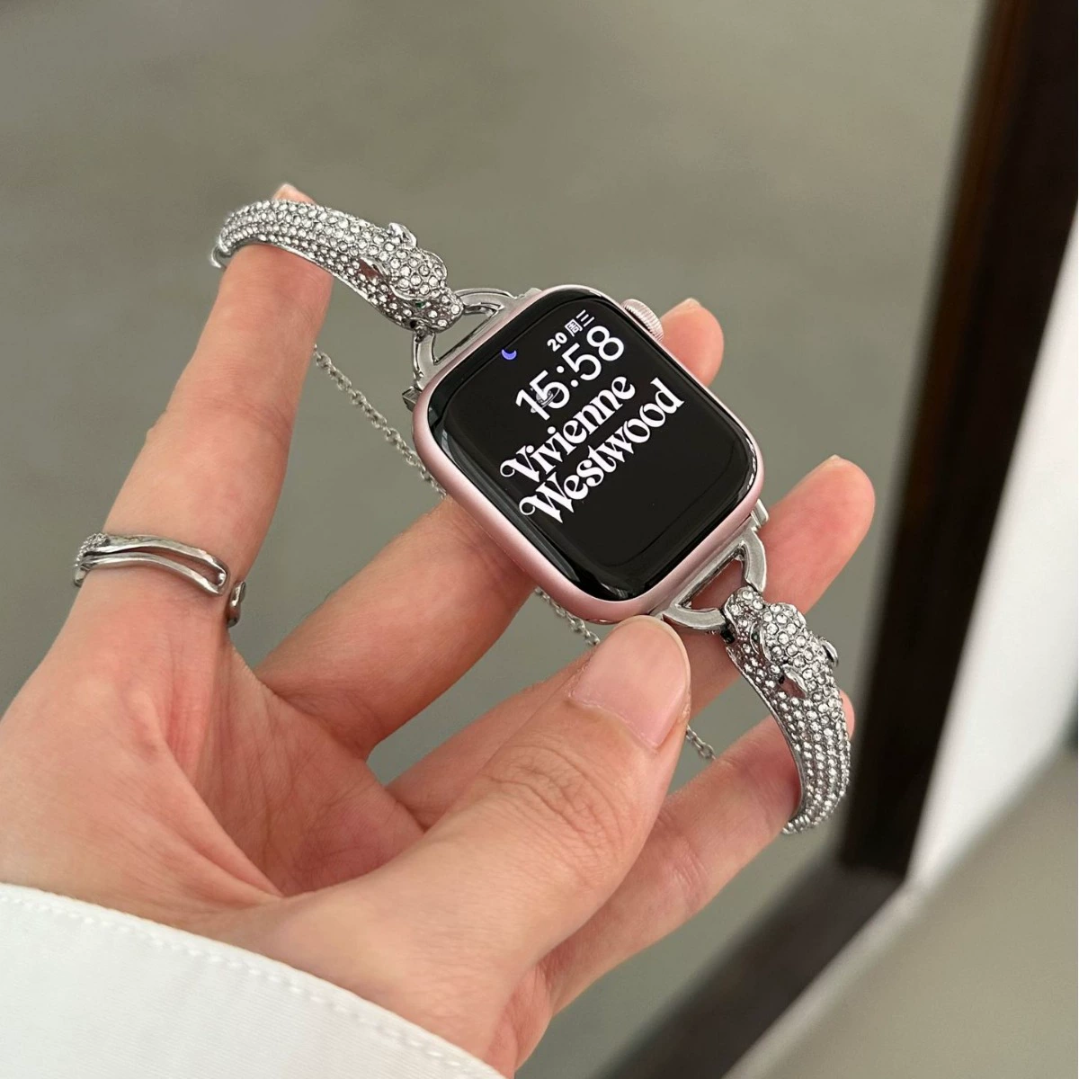 Apple, браслет, ремешок для часов, инкрустированные бриллианты, стиль Chanel, 41mm