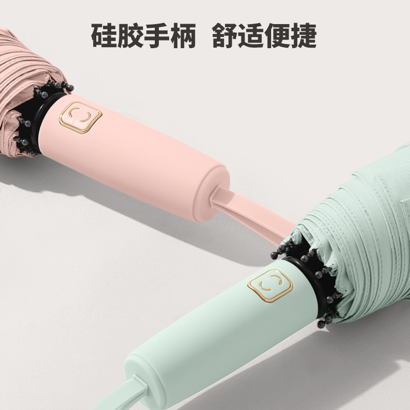 馬卡龍純色清新配色全自動黑膠防曬10骨晴雨兩用雙層防護2023新款