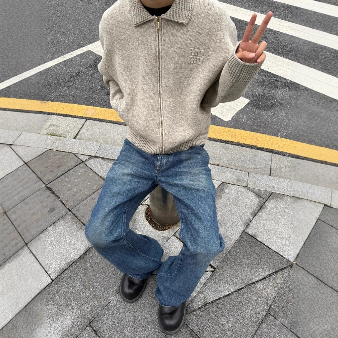正确版现货原标MU家绵羊毛开衫外套男女同款休闲宽松针织衫毛衣