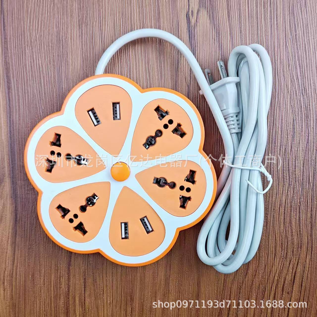 Creativa flor de ciruela caja de cartón de agujero universal usb con enchufe de alambre fruta hexagonal fila africana enchufable al por mayor