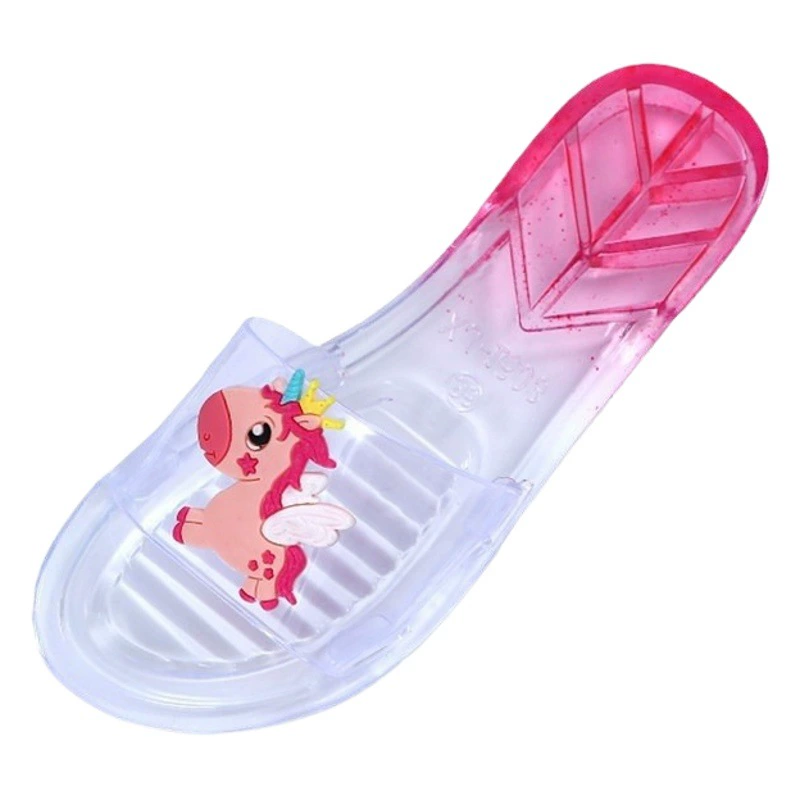 Обувь для родителей и детей, детские тапочки, летние кристально прозрачные Мультяшные студенческие Детские уличные Нескользящие пляжные сандалии