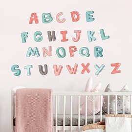 26个英文字母贴画跨境亚马逊装饰儿童房间早教贴纸TEMU爆款墙贴画
