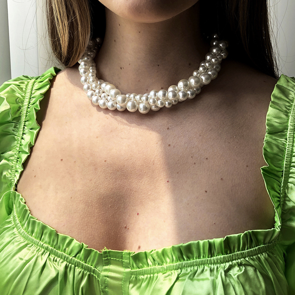 fashion simple multilayer pearl necklacepicture3