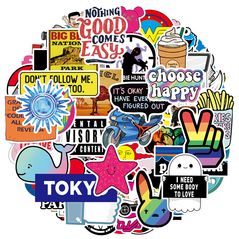 Sticker Pack City Style Graffiti — PVC Printed, 100 Unique Patterns, Assorted A–J Sets