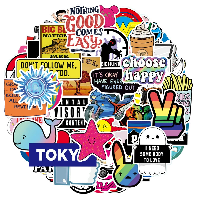 Sticker Pack City Style Graffiti — PVC Printed, 100 Unique Patterns, Assorted A–J Sets