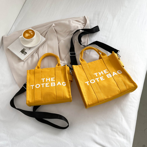 New Women's Handbag Canvas Cross-border THETOTEBAG Large Capacity Fashion Simple Lightweight Small Square Bag