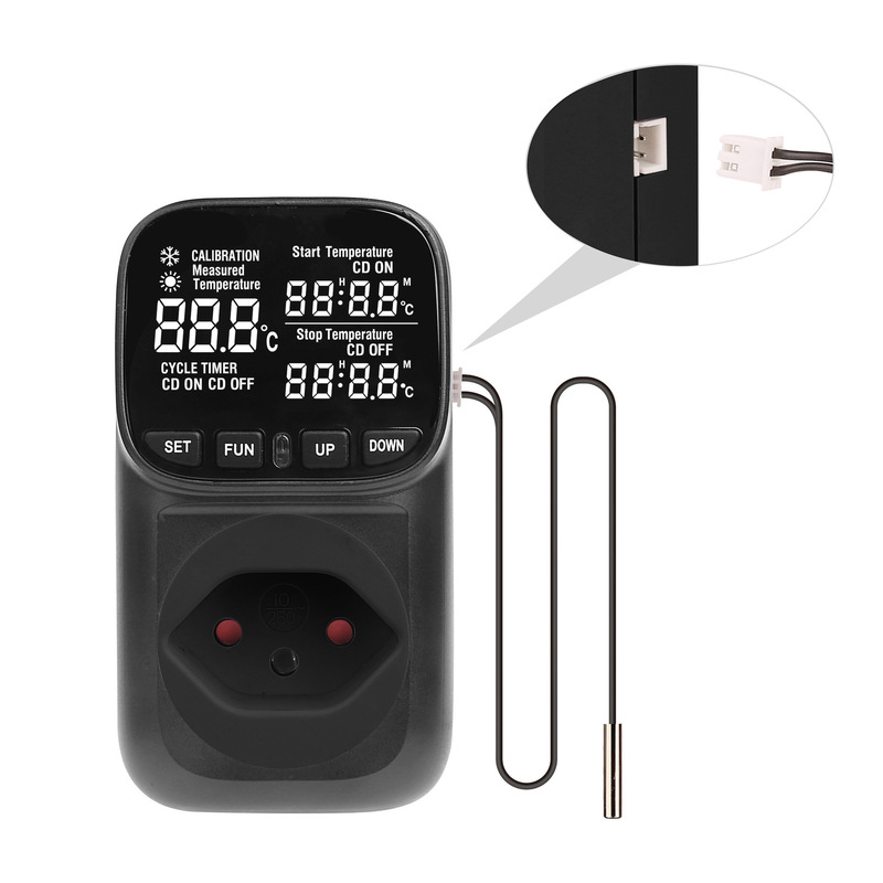 Black Shell Backlit Swiss Temperature Control Socket Countdown Temperature Control Switch Controller Fish Tank Pet Heating Thermostat Black Shell Backlit Swiss Temperature Control Socket Countdown Temperature Control Switch Controller Fish Tank Pet Heating Thermostat