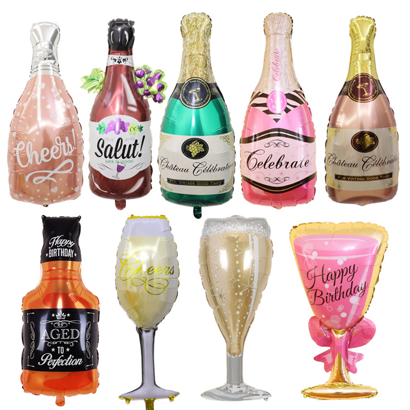 Cross-border large birthday champagne glass whiskey balloon party celebration decoration champagne aluminum film balloon wholesale