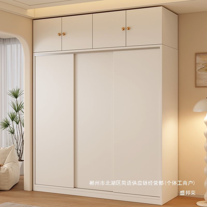 Fábrica directa puerta deslizante armario dormitorio doméstico fácil de ensamblar armario de alquiler económico pequeño y duradero image 3
