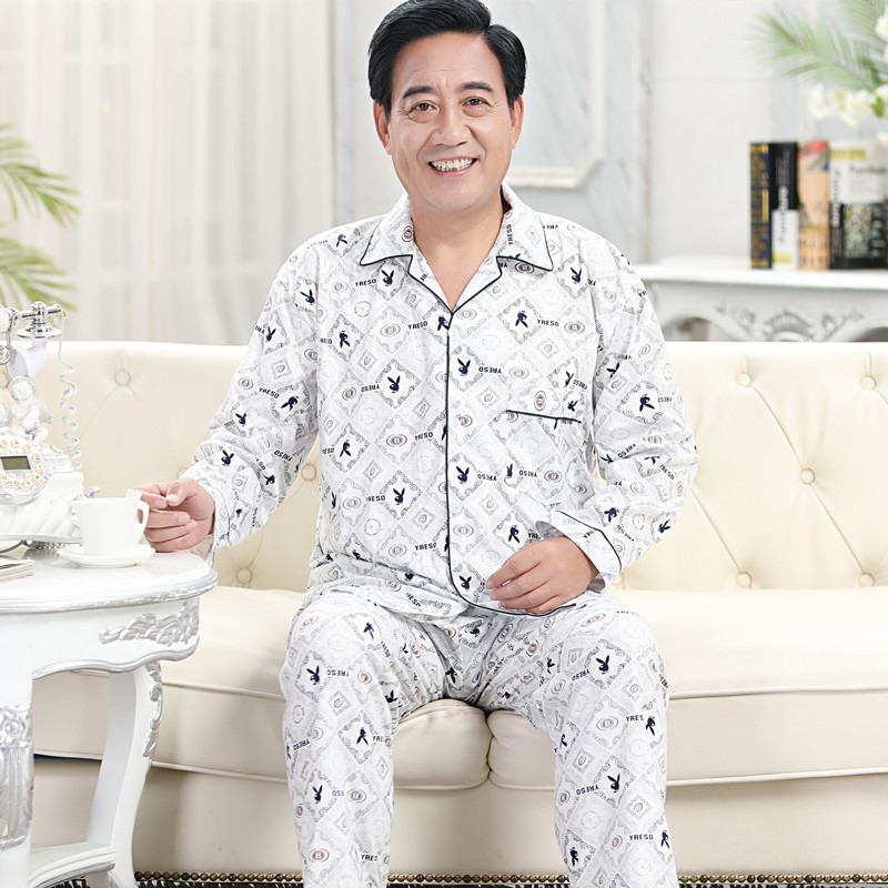 Otoño y invierno nuevo estilo de ropa de casa para hombres simple ocio de mediana edad para enviar a papá para usar pijamas de primavera conjunto al por mayor