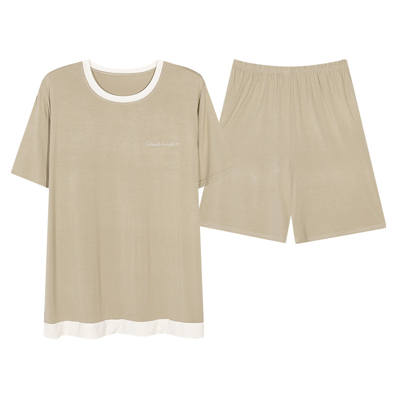 Pajamas de pareja de algodón modales de verano de mangas cortas delgadas 2025 nuevo cuello redondo casual ropa de casa de verano para hombres y mujeres