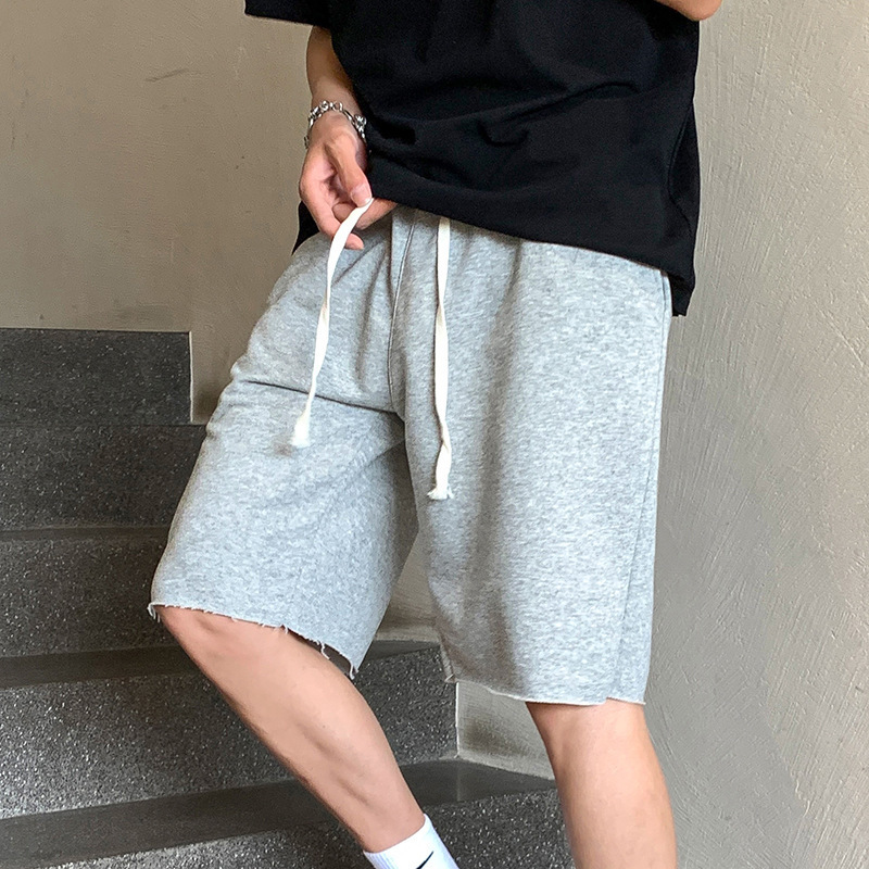 2024 verano nuevos pantalones cortos casuales de algodón elástico sueltos para hombres pantalones deportivos de tendencia recta