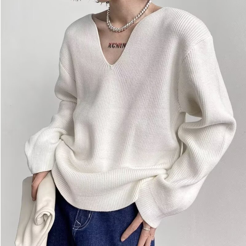 圆领毛衣针织衫男潮牌帅气秋冬季打底衫2024新款男士气质修身上衣