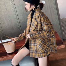 格子毛呢外套女秋冬季短外套2023新款流行韩版复古小个子呢子大衣