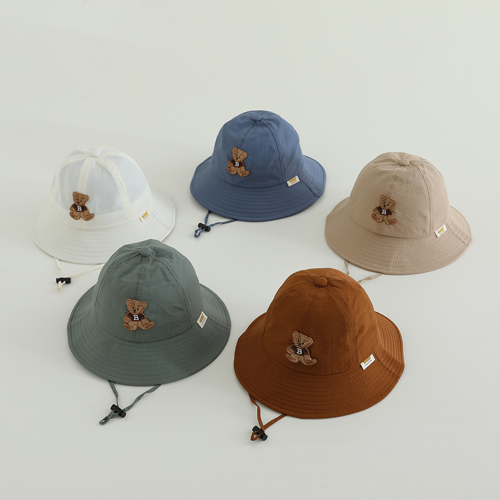 Sombrero para niños verano 1-3 años bebé letra oso sombra sombrero de pescador de secado rápido para niños y niñas sombrero de protección solar al aire libre