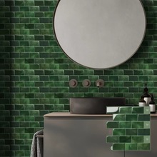 墨绿水晶滴胶墙贴仿地铁砖自粘式厨房防水洗手台背景板装饰贴纸可