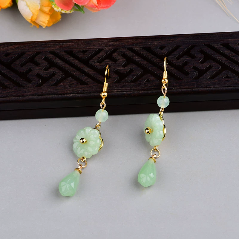 Retro earrings, accessory, cheongsam, Hanfu, 925 sample silver, silver 925 sample