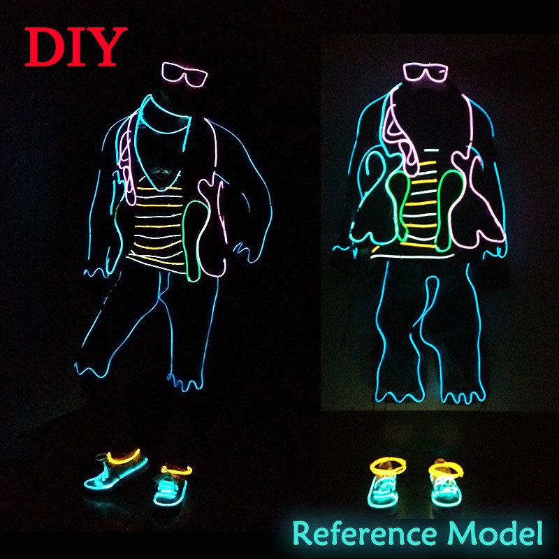 El fluorescente danza ropa luminosa aventura rey fiesta bola rendimiento ropa luminosa apoyos LED láser danza ropa luminosa
