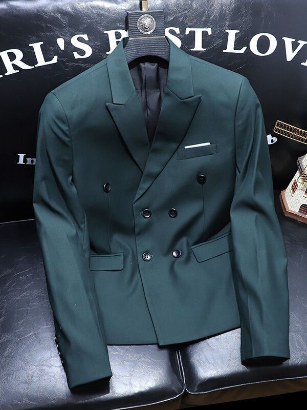 Trendy Men's Suit Jacket for Spring and Autumn, High-End, Mature Style, Slim Fit, Korean Style, Casual, Stylish, Double-Breasted Blazer Trendy Men's Suit Jacket for Spring and Autumn, High-End, Mature Style, Slim Fit, Korean Style, Casual, Stylish, Double-Breasted Blazer