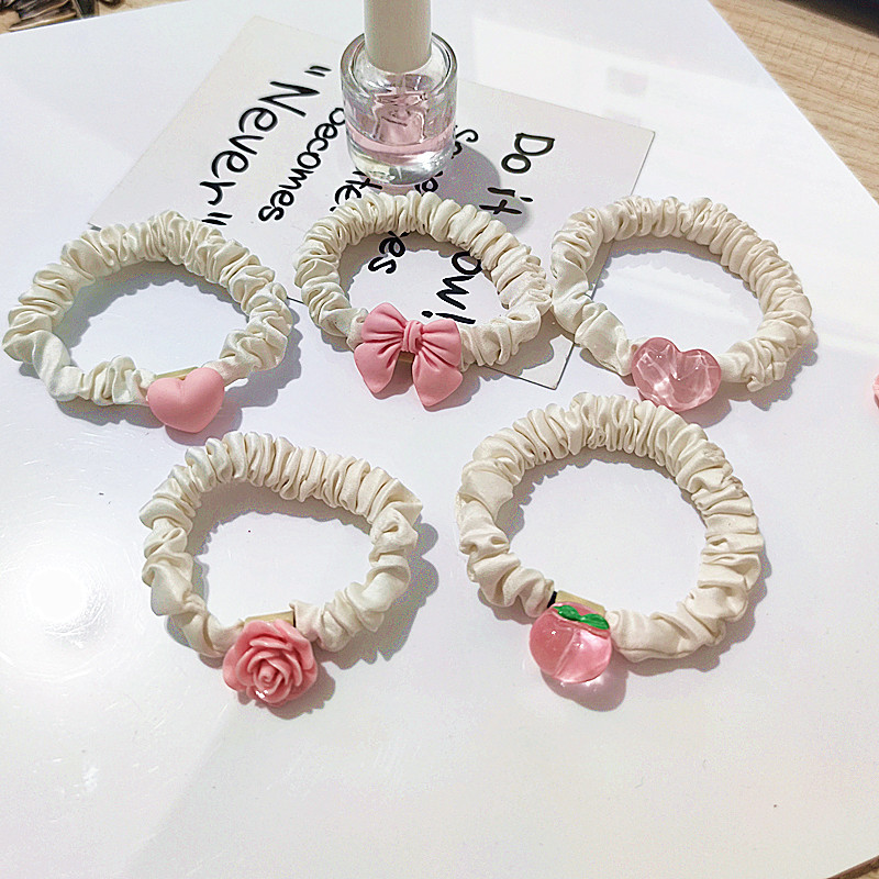 Beige peach hair tie