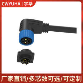 源头工厂 M23自锁8芯充电弯头 2+4电池矩形插座 电摩共享电池插头