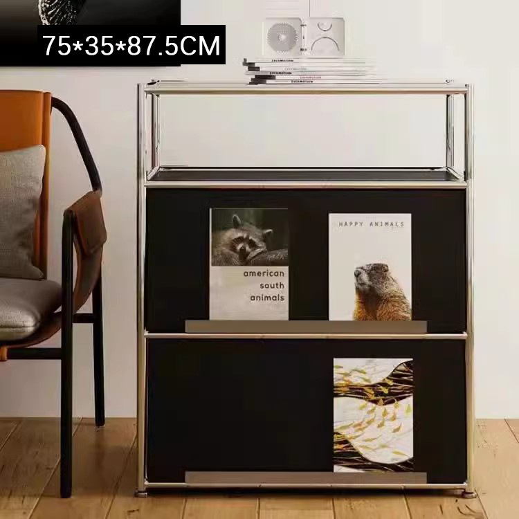 中古ベッドサイドテーブルホテル寝室USMキャビネットステンレス鋼サイドキャビネットソファ収納シンプルモジュール一体型チェスト|undefined