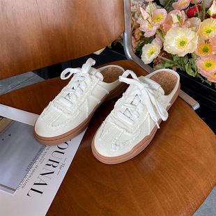 Vintage Tassel Beggar Desun Shoes Canvas Half Slippers Women's Outer Wear Soft-soled Thick-soled Non-heel Casual Sneakers