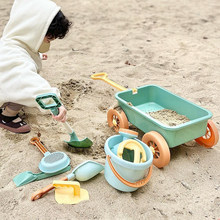 韓國ins兒童沙灘玩具小推車套裝海邊男女孩戲水挖沙鏟子工具和桶