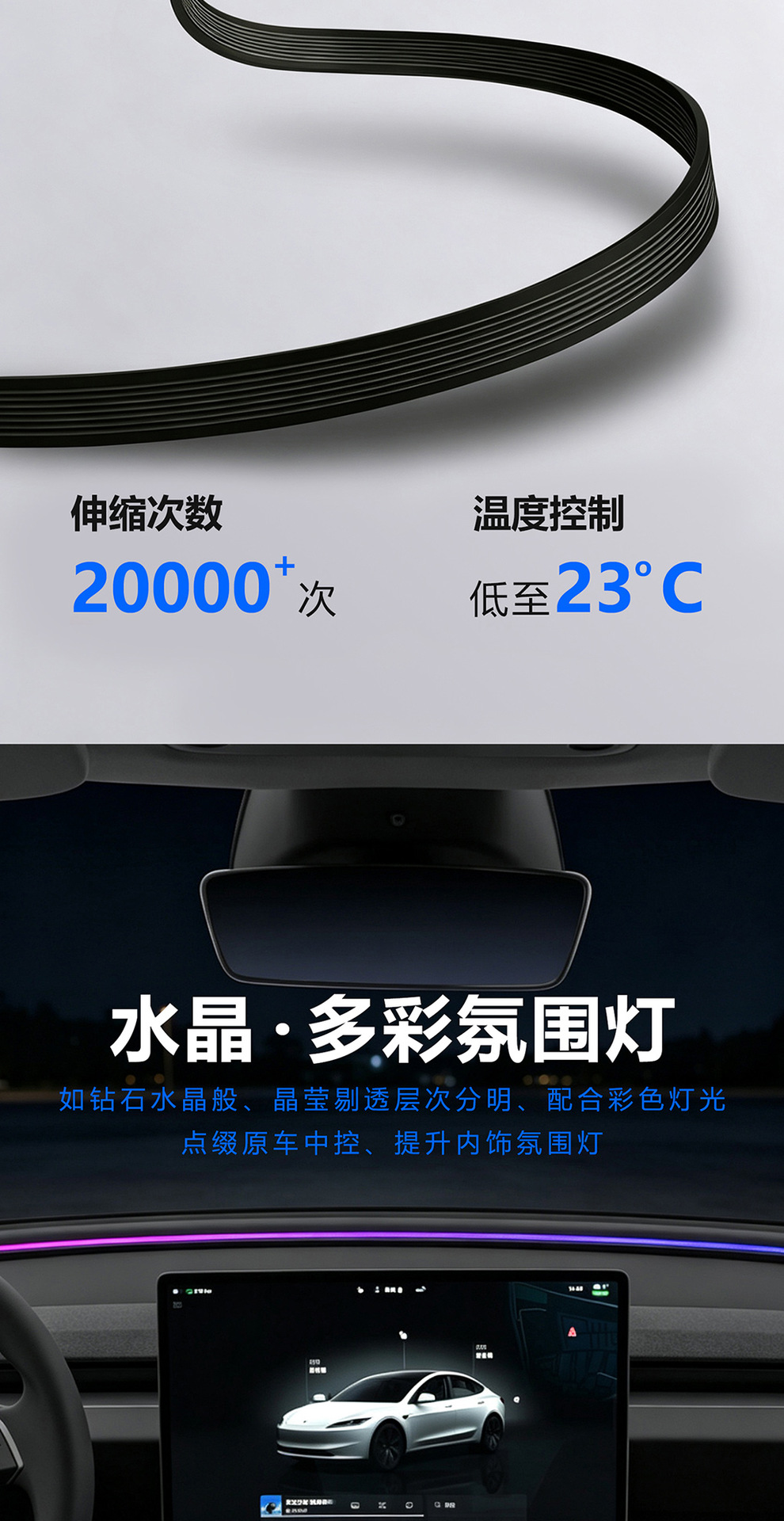 Suitable for Tesla Model 3/Y Central Control Screen Expansion Dock, Crystal Electronic Fragrance System, Car Charger