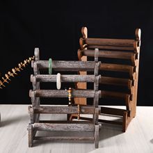 复古烧色木质首饰架木制多层首饰展示木架桌面手镯手表收纳木架