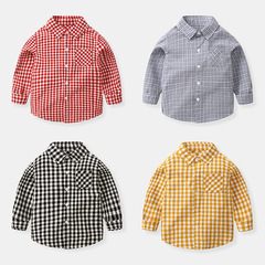 Boys Spring and Autumn Checkered Long-Sleeve Shirt 2020 New Model Children's Fashionable and Stylish Baby 1 Year 3 Infant Top