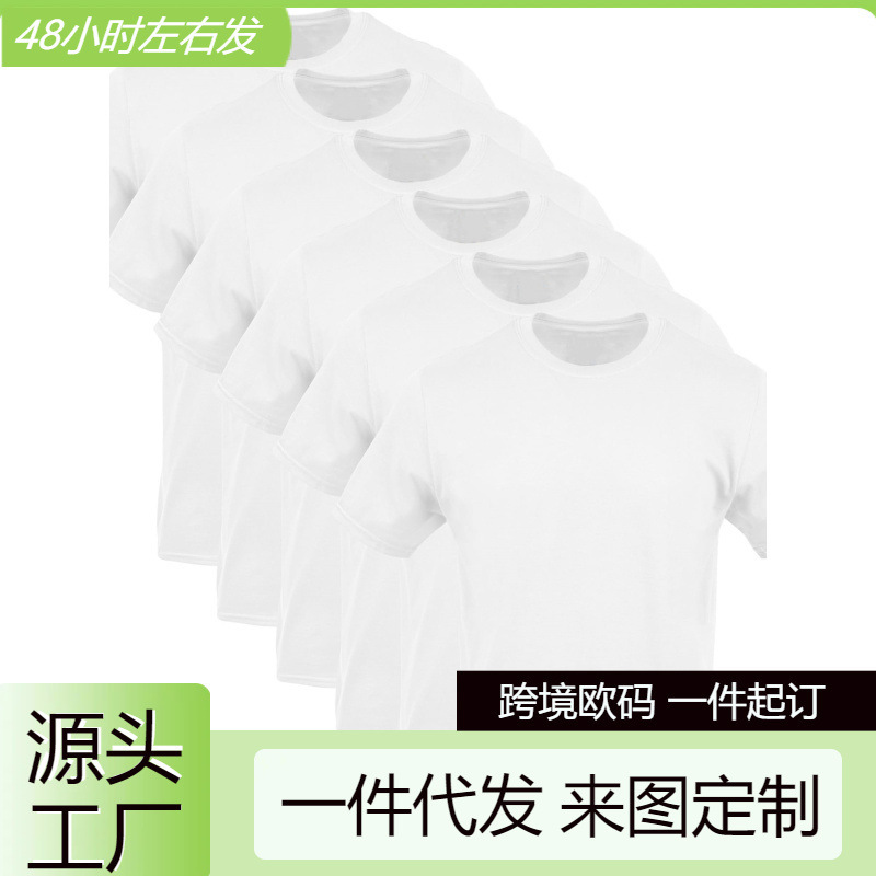 [Cross-Border European Code] 2025 European Code Cotton T-Shirt Wholesale Men's Round Neck T-Shirt, One Piece, Multiple Pieces