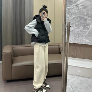 Lulu's Same Four-Compartment Winter New Sports and Leisure Short down Hooded White Duck down Vest Jacket for Women