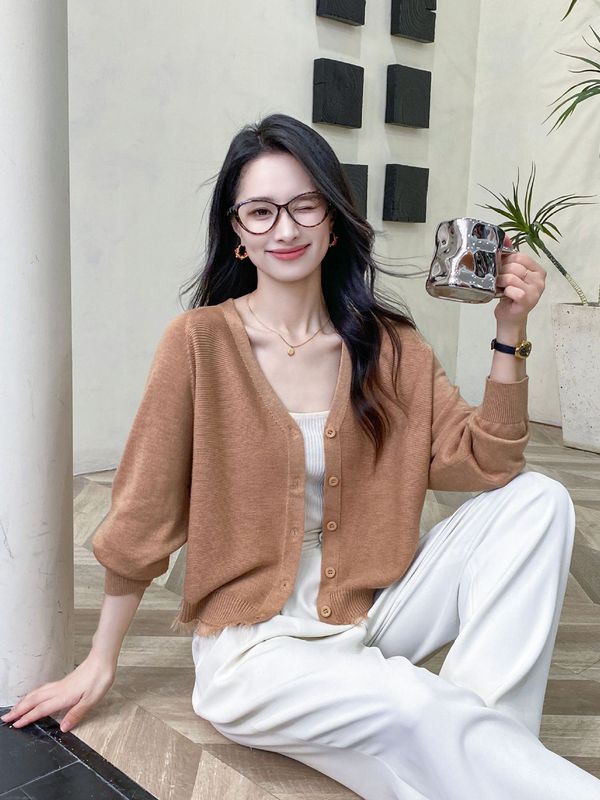 V领针织开衫上衣女宽松大码蝙蝠袖流苏百搭减龄显瘦优雅中淑批发|undefined