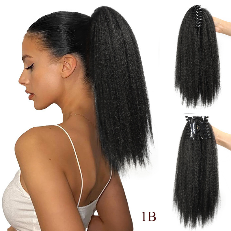 かつらの馬尾の女性のショートヘアの高馬尾は挟み式のシミュレーションの髪の気質をつかんでまっすぐに偽の馬尾のふんわりとした高さの偽のお下げをします。|undefined