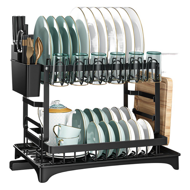 Tazón de cocina y estante de almacenamiento de platos fregadero y palillos tazón y estante de almacenamiento de platos Mesa doméstica estante de drenaje multifuncional estante de tazón de filtro de agua