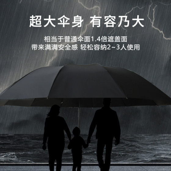 Umbrella Extra Large for 3-5 People Extra Large Thickened Reinforced Anti-Storm Folding Manual Double Super Large Sunny Umbrella