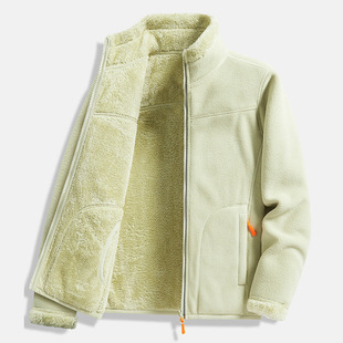 Outdoor Fleece Clothes Women's Coat Fleece Top Autumn and Winter Fashion Brand Double-sided Wear Thickened Coral Fleece Sweater Cardigan