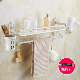 Gold and white European retro single-layer storage rack bathroom with hair dryer rack with towel bar Wuyi Fans