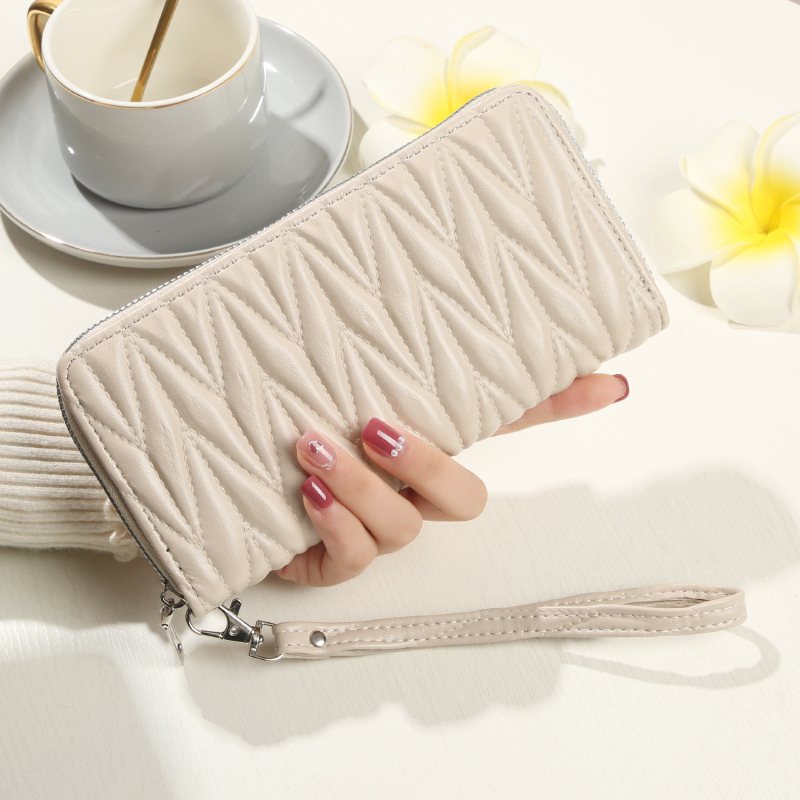 New Single-pull Women's Wallet Zipper Clutch Fashionable European and American Wallet Large Capacity Soft Leather Change Mobile Phone Bag