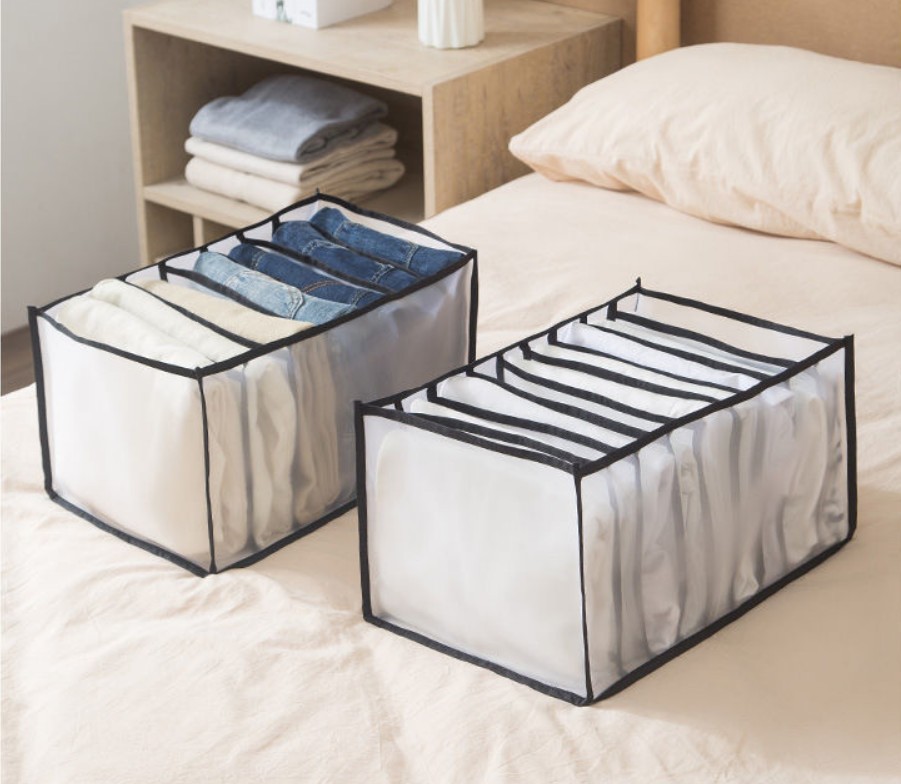 Ropa pantalones malla caja de almacenamiento de tela armario cajón caja de almacenamiento ropa interior jeans caja de almacenamiento