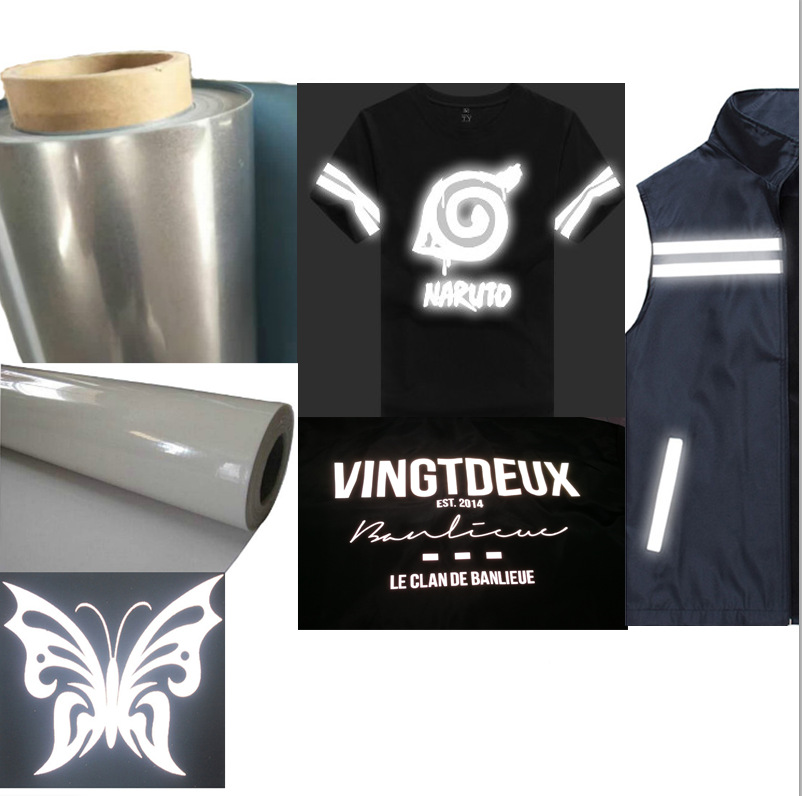 服装反光烫画平面标烫印热转印反光雕刻标高弹耐水洗反光银色烫标