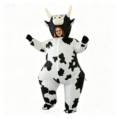 Ventas transfronterizas negras y blancas de vaca cos ropa inflable lindo animal pequeño vaca rosa divertida ropa inflable