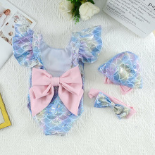 批发可爱儿童泳衣温泉连体泳装女童宝宝婴儿公主美人鱼游泳衣1-6