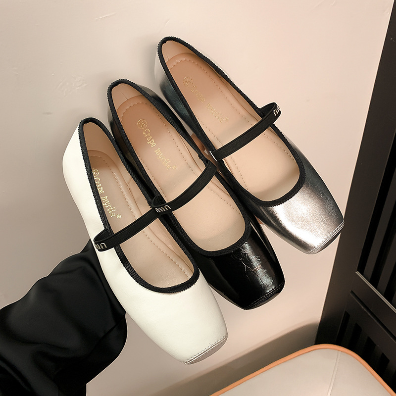 La madre de la uva se escapó, cariño ~ Cabeza cuadrada francesa con estilo de ballet salvaje Mary Jane zapatos planos mujer