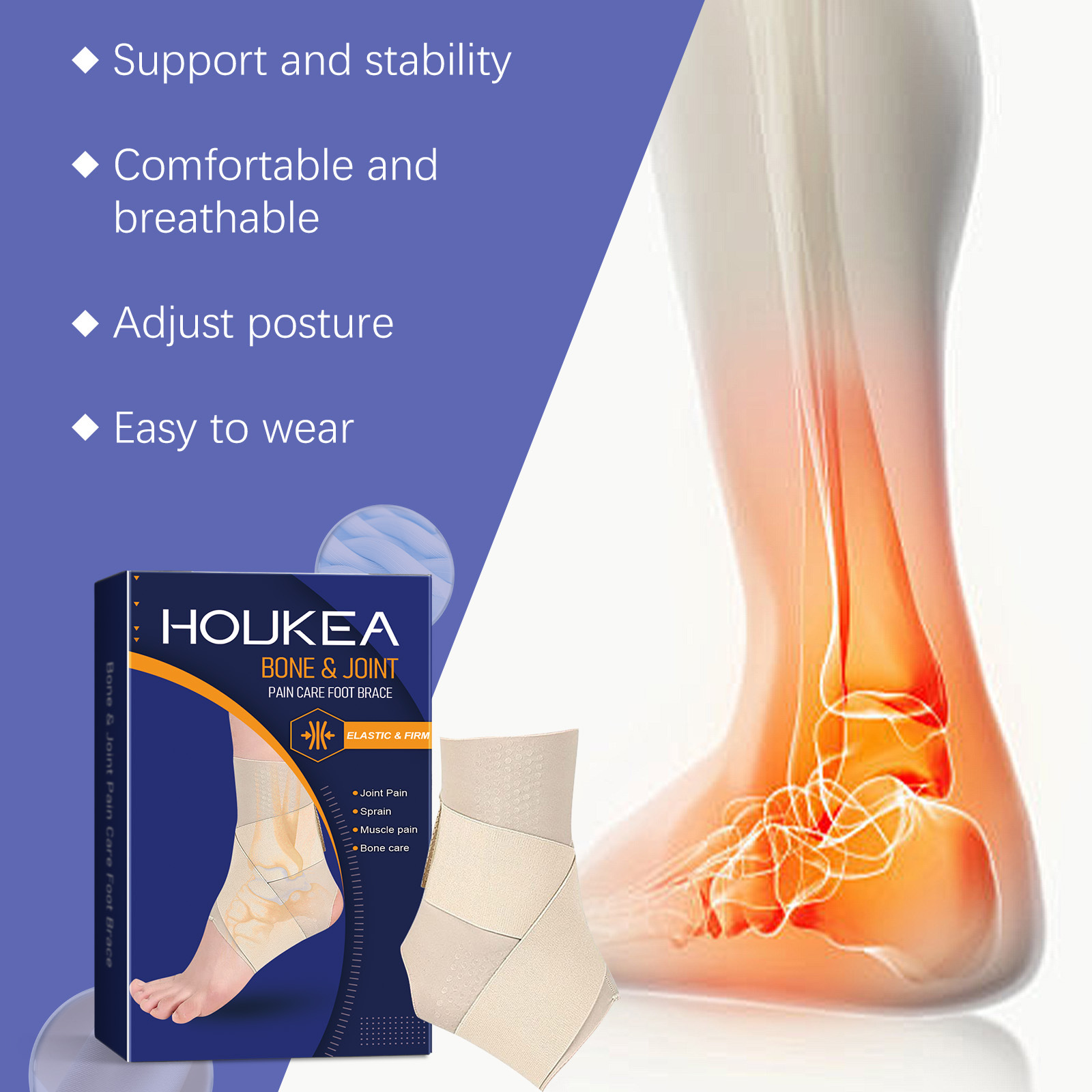 Supporto per piede, supporto per piede per sport all'aria aperta, supporto per piede, cinghia di supporto per piede_voghion.com