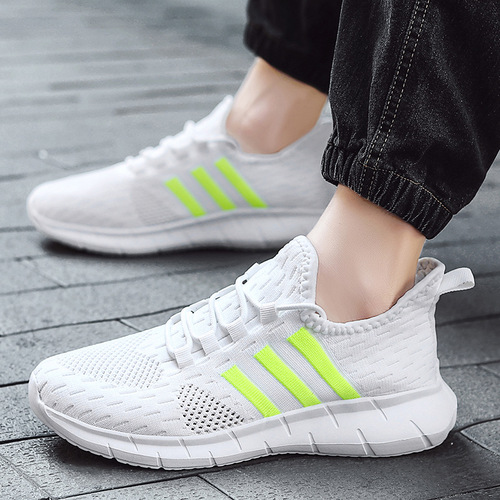 Ultra-light fly woven casual sports shoes for men summer single mesh men's shoes breathable mesh shoes youth running shoes