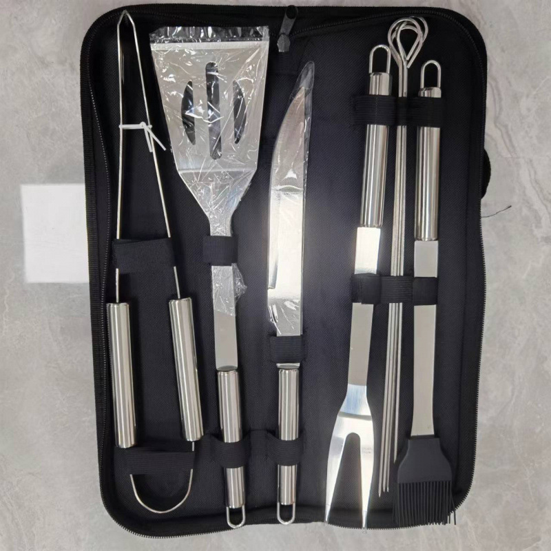 Fábrica de suministro de parrilla de acero inoxidable conjunto de parrilla de parrilla de parrilla portátil al aire libre conjunto de herramientas de parrilla de parrilla combinada
